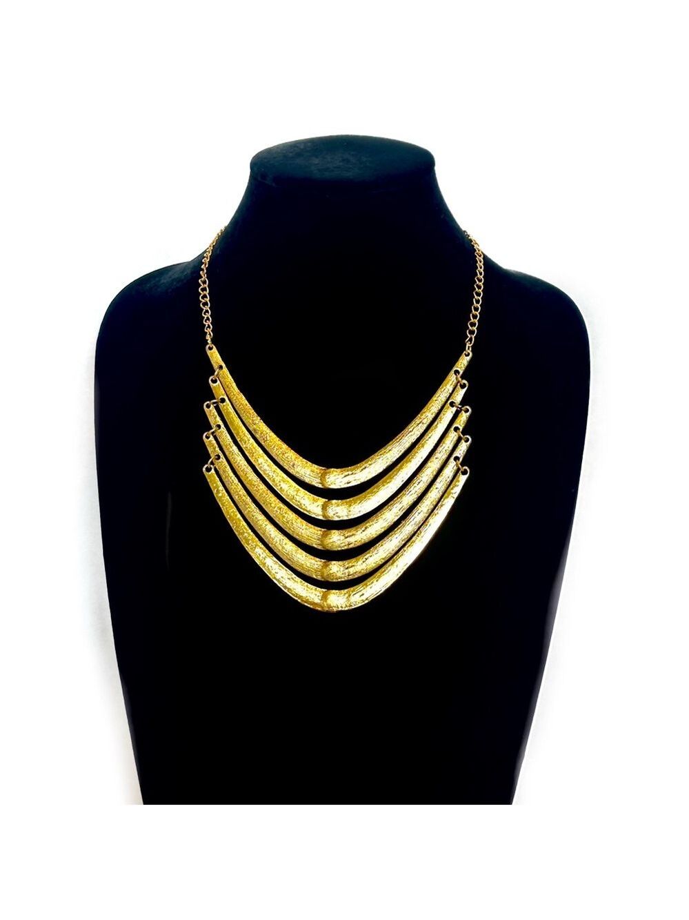 DRAMATIC CONTEMPORARY | Layered Gold-Tone Statement Necklace | NWT